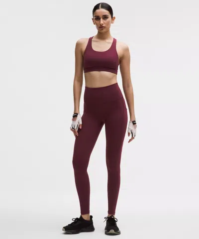 Lululemon Wunder Train High-rise Tight With Pockets 28" In Burgundy