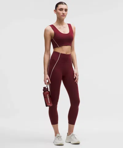Lululemon Wunder Train No-line Piped High-rise Tight 25" In Burgundy
