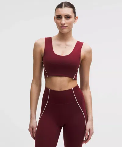 Lululemon Wunder Train Piped Sports Bra In Burgundy