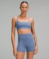 Lululemon Wunder Train Strappy Racer Bra Ribbed Light Support, A/b Cup In Blue