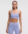 Lululemon Wunder Train Strappy Wrapped Bra In Blue