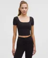 Lululemon Wunder Under Smoothcover Square-neck T-shirt In Black