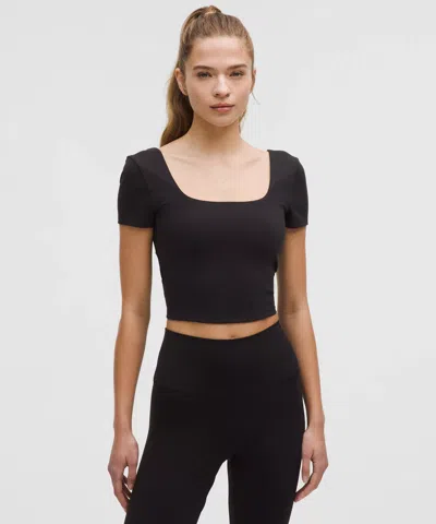 Lululemon Wunder Under Smoothcover Square-neck T-shirt In Black