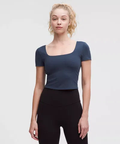 Lululemon Wunder Under Smoothcover Square-neck T-shirt In Blue