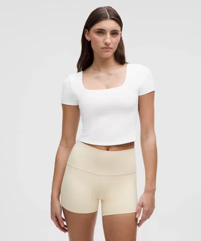 Lululemon Wunder Under Smoothcover Square-neck T-shirt In White
