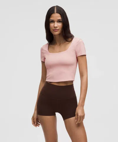 Lululemon Wunder Under Smoothcover Square-neck T-shirt In Pink