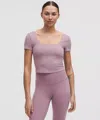 Lululemon Wunder Under Smoothcover Square-neck T-shirt In Pink