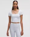Lululemon Wunder Under Smoothcover Square-neck T-shirt In White
