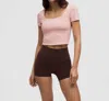 Lululemon Wunder Under Smoothcover Square Neck Tee In Pink Haze
