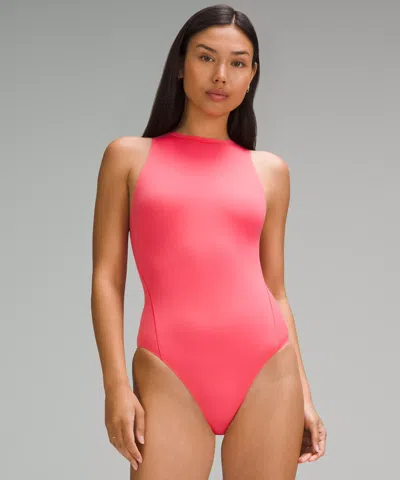 Lululemon Wundermost Bodysuit - Ultra-soft Nulu High-neck Sleeveless Bodysuit In Pink
