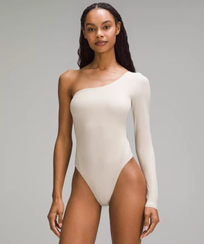 Lululemon Wundermost Bodysuit - Ultra-soft Nulu Long-sleeve One-shoulder Bodysuit In White