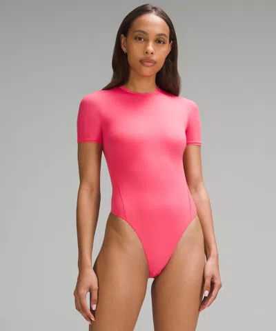 Lululemon Wundermost Bodysuit - Ultra-soft Nulu Short-sleeve Crew Thong Bodysuit In Pink