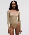 Lululemon Wundermost Bodysuit - Ultra-soft Nulu Square-neck Long-sleeve Bodysuit In Neutral