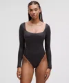 Lululemon Wundermost Bodysuit - Ultra-soft Nulu Square-neck Long-sleeve Bodysuit Shine