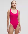 Lululemon Wundermost Bodysuit - Ultra-soft Nulu Square-neck Sleeveless Bodysuit In Pink