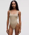 Lululemon Wundermost Bodysuit - Ultra-soft Nulu Square-neck Sleeveless Bodysuit In Burgundy