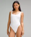 Lululemon Wundermost Bodysuit - Ultra-soft Nulu Square-neck Sleeveless Bodysuit In White