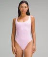 Lululemon Wundermost Bodysuit - Ultra-soft Nulu Square-neck Sleeveless Bodysuit In Pink