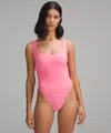 Lululemon Wundermost Bodysuit - Ultra-soft Nulu Square-neck Sleeveless Bodysuit In Pink
