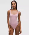 Lululemon Wundermost Ultra-soft Nulu Square-neck Sleeveless Bodysuit In Pink