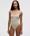 Lululemon Wundermost Ultra-soft Nulu Square-neck Sleeveless Bodysuit In White