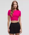 Lululemon Wundermost Ultra-soft Nulu Crewneck Cropped T-shirt In Pink