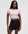 Lululemon Wundermost Ultra-soft Nulu Crewneck Cropped T-shirt In Pink