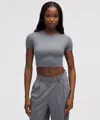 Lululemon Wundermost Ultra-soft Nulu Crewneck Cropped T-shirt In Gray