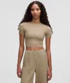 Lululemon Wundermost Ultra-soft Nulu Crewneck Cropped T-shirt In Brown