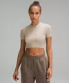 Lululemon Wundermost Ultra-soft Nulu Crewneck Cropped T-shirt In Gray