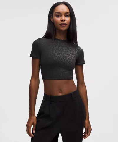 Lululemon Wundermost Ultra-soft Nulu Crewneck Cropped T-shirt In Black