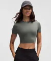 Lululemon Wundermost Ultra-soft Nulu Crewneck Cropped T-shirt In Gray