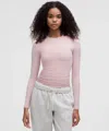 Lululemon Wundermost Ultra-soft Nulu Crewneck Long-sleeve Shirt In Pink
