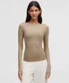 Lululemon Wundermost Ultra-soft Nulu Crewneck Long-sleeve Shirt In Brown