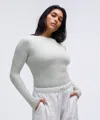 Lululemon Wundermost Ultra-soft Nulu Crewneck Long-sleeve Shirt In Blue