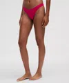 Lululemon Wundermost Ultra-soft Nulu Dipped-waist Thong Underwear In Red