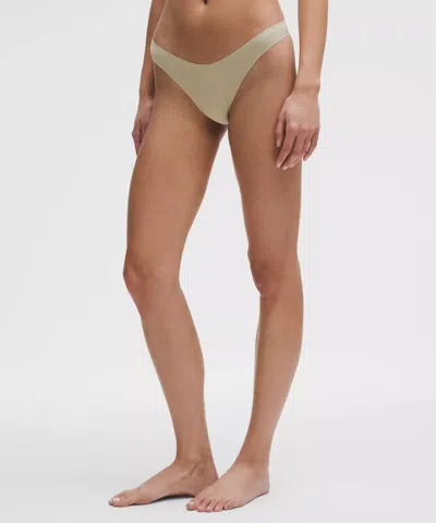 Lululemon Wundermost Ultra-soft Nulu Dipped-waist Thong Underwear In Neutral