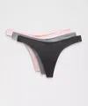 Lululemon Wundermost Ultra-soft Nulu Dipped-waist Thong Underwear 3 Pack In Multi