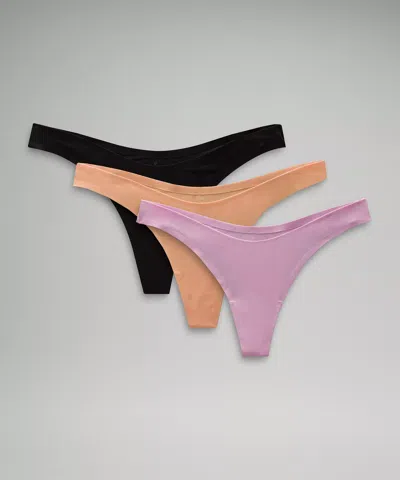 Lululemon Wundermost Ultra-soft Nulu Dipped-waist Thong Underwear 3 Pack In Multi
