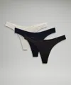 Lululemon Wundermost Ultra-soft Nulu Dipped-waist Thong Underwear 3 Pack In Multi