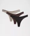 Lululemon Wundermost Ultra-soft Nulu Dipped-waist Thong Underwear 3 Pack In Neutral
