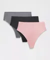 Lululemon Wundermost Ultra-soft Nulu High-waist Thong Underwear 3 Pack In Pink