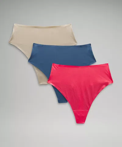 Lululemon Wundermost Ultra-soft Nulu High-waist Thong Underwear 3 Pack In Blue