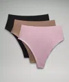 Lululemon Wundermost Ultra-soft Nulu High-waist Thong Underwear 3 Pack In Multi
