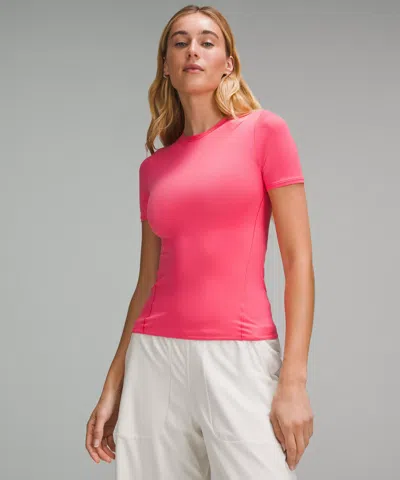 Lululemon Wundermost Ultra-soft Nulu Hip-length Crew Short-sleeve Shirt In Pink