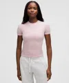 Lululemon Wundermost Ultra-soft Nulu Hip-length Crewneck Shirt In Pink
