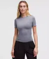 Lululemon Wundermost Ultra-soft Nulu Hip-length Crewneck Shirt In Blue