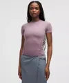 Lululemon Wundermost Ultra-soft Nulu Hip-length Crewneck Shirt In Purple