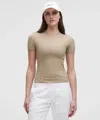 Lululemon Wundermost Ultra-soft Nulu Hip-length Crewneck Shirt In Brown