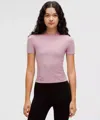 Lululemon Wundermost Ultra-soft Nulu Hip-length Crewneck Shirt In Pink